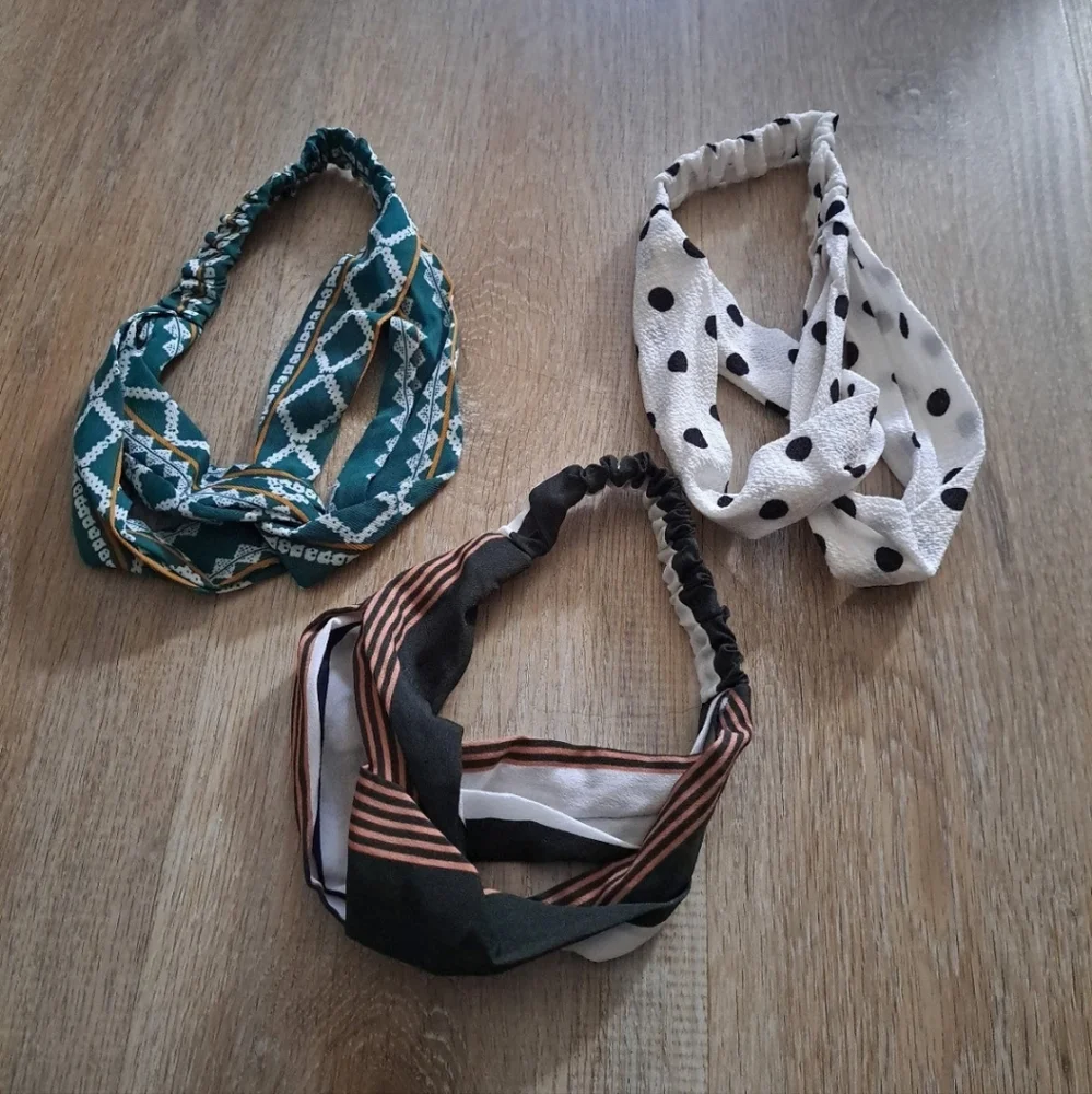 Lot of 3 Fabric Headbands Elastic Back NWOT